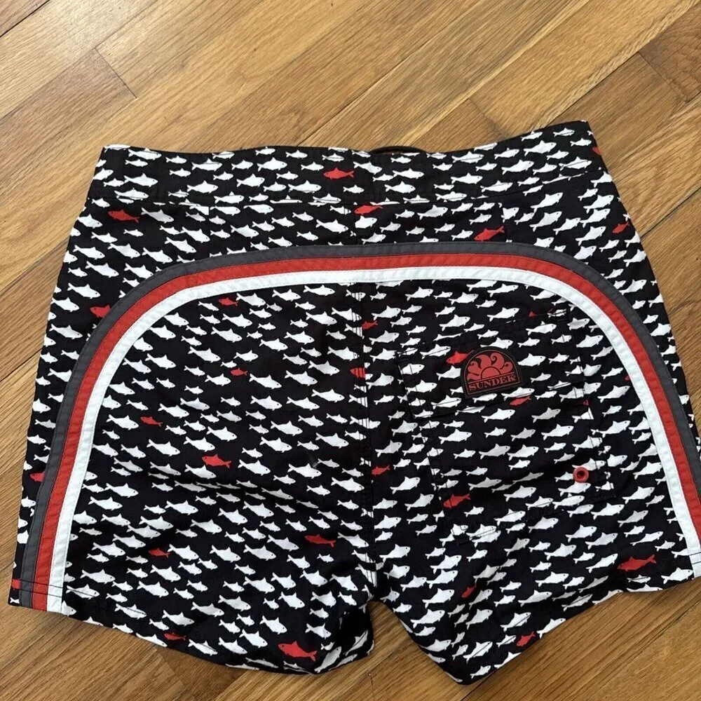 Sundek Men's Swim Trunk Shark Print Surf Beach Board Shorts Size 30